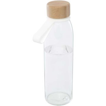 Porto 500 ml glass water bottle with silicone handle and bamboo lid 