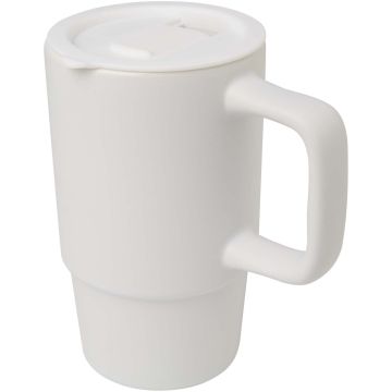 Carter 450 ml ceramic mug with plastic lid