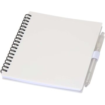 Niove recycled plastic soft cover notebook and ballpoint pen set (blue ink)