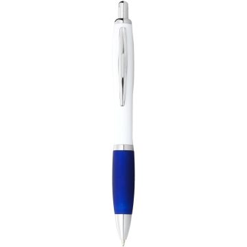 Nash ballpoint pen with white barrel and coloured grip (black ink)