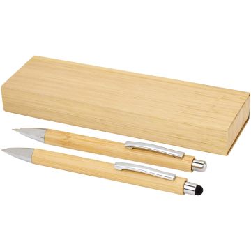 Oblys bamboo ballpoint pen and mechanical pencil set (black ink)