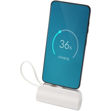 Alnair 5000 mAh 10W recycled plastic Type-C power bank with built-in flip stand and 2-in-1 cable